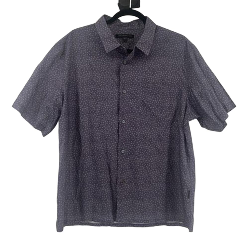 John Varvatos Men's XL Blue Polka Dot Cotton SS Shirt Artistic Edgy